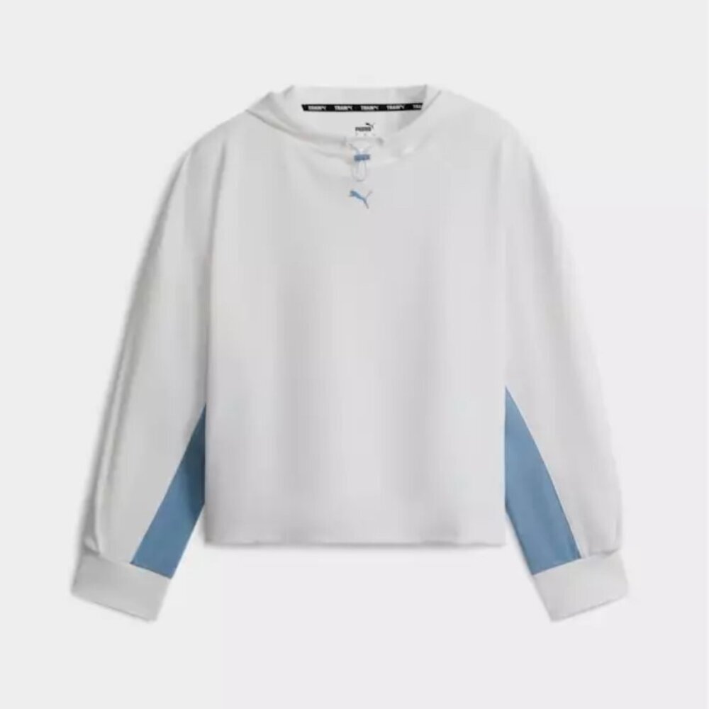 Puma Fit Double Knit Pullover Hoodie Womens White Casual Athletic Outerwear M